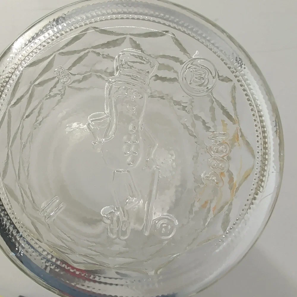 Vintage 1984 Planters Mr Peanut Glass Jar Airtight Lid Diamond Quilt Pattern